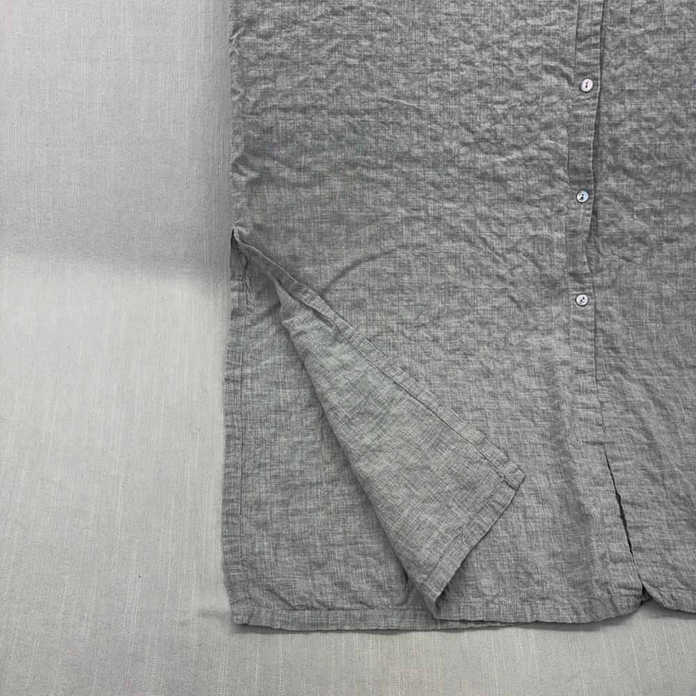 Eileen Fisher Organic Cotton Lyocell Shirt Dress Gray Large Front Tunic - Picture 2 of 11